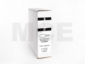 Schrumpfschlauch Box 12m Transparent 4,8mm / 2,4mm